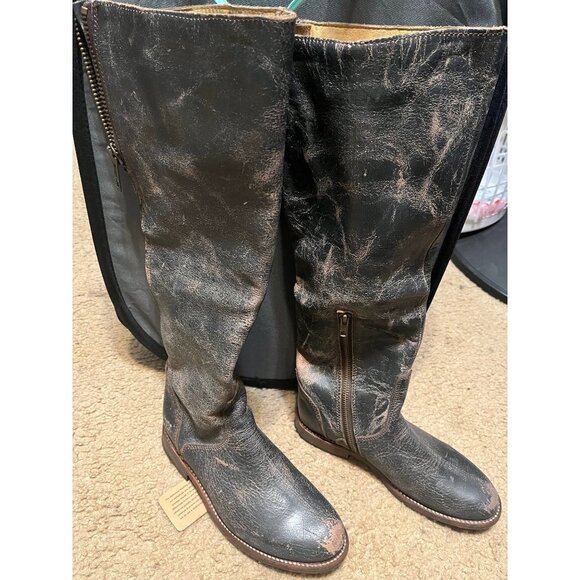 BED STU Boots NWT Black Distressed Tall Boots sz. 6 - Picture 9 of 9